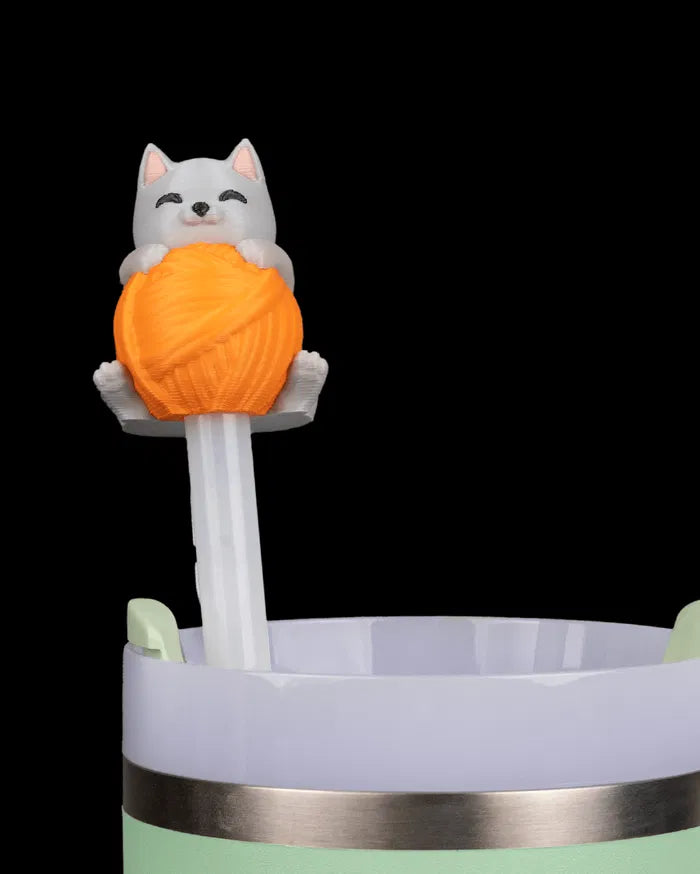 Embout de paille Chat avec accessoire décoratif – Pawsitively Hydrated