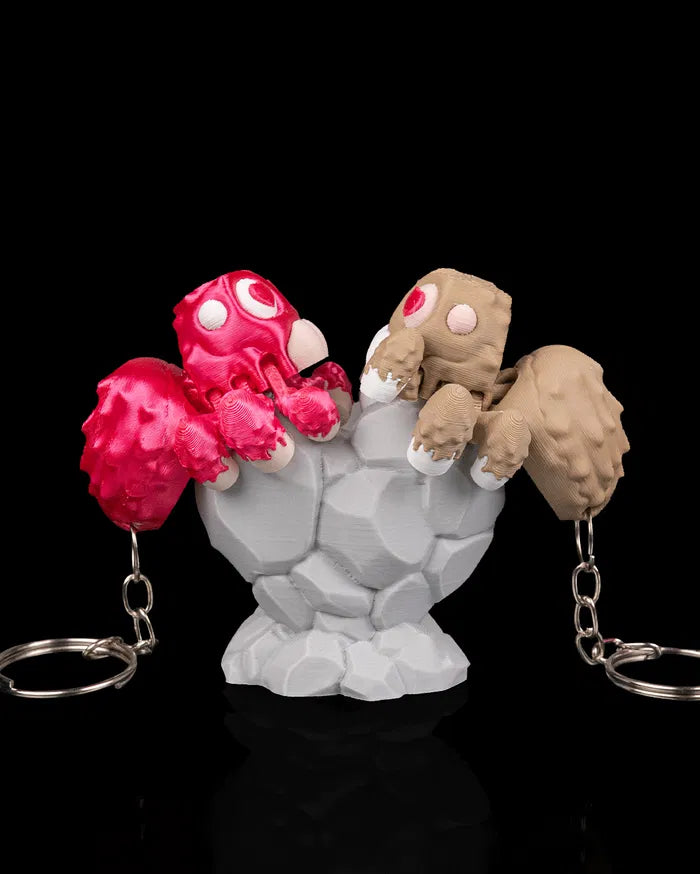 Porte-clés Couple Araignées – Duo Magnétique avec Support